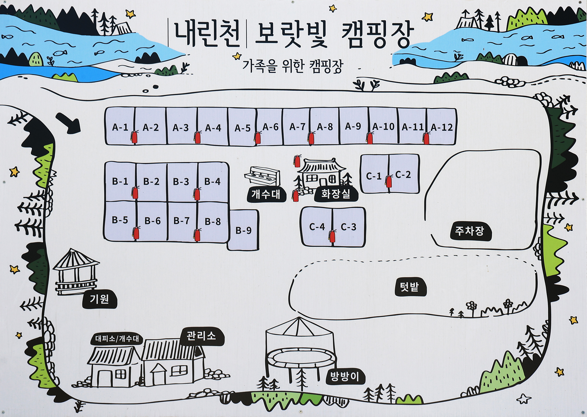 안전 및 시설배치도입니다