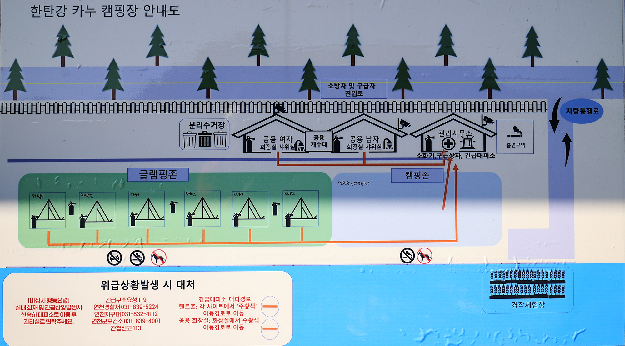 안전 및 시설배치도입니다