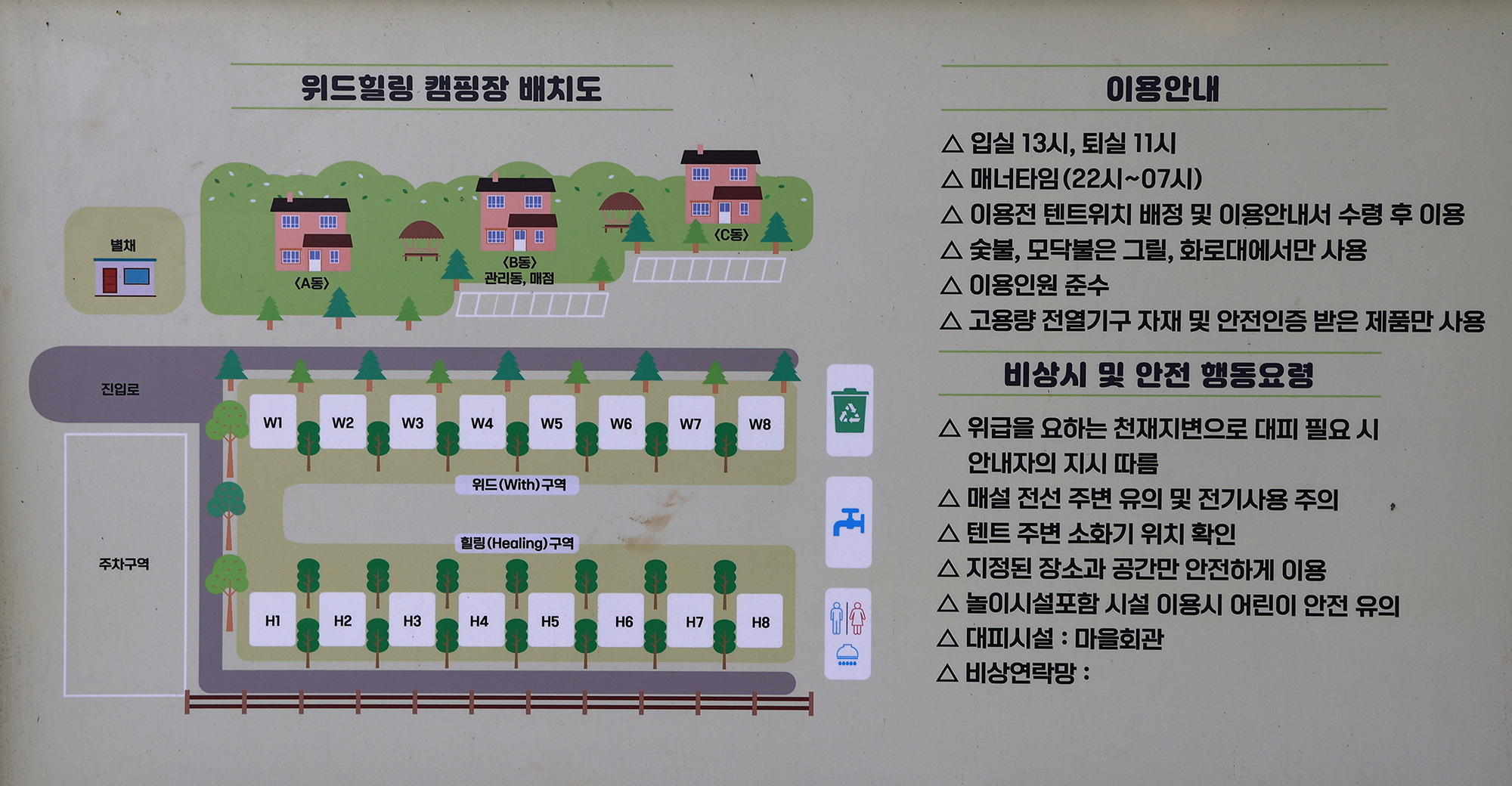 안전 및 시설배치도입니다