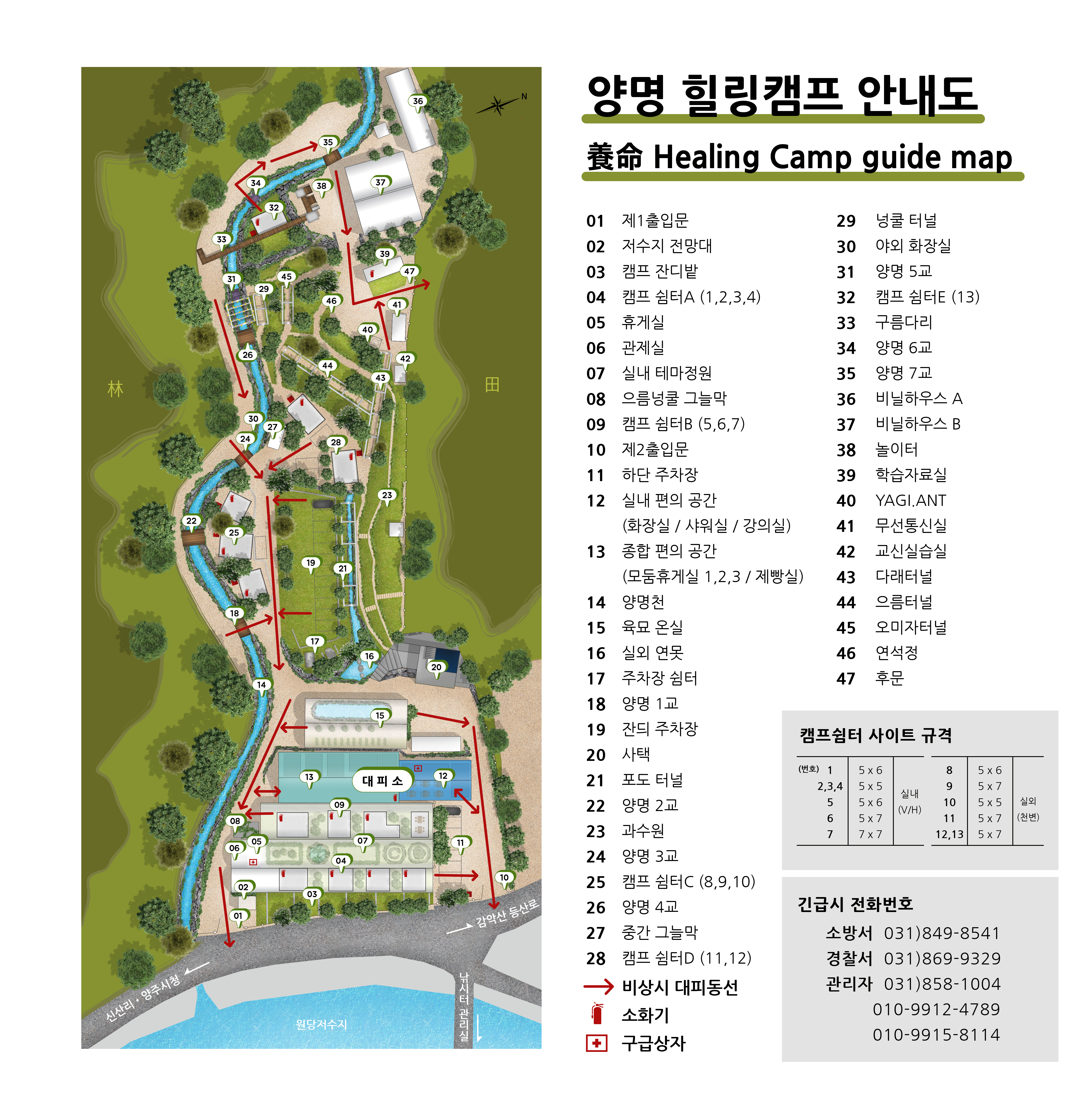 안전 및 시설배치도입니다