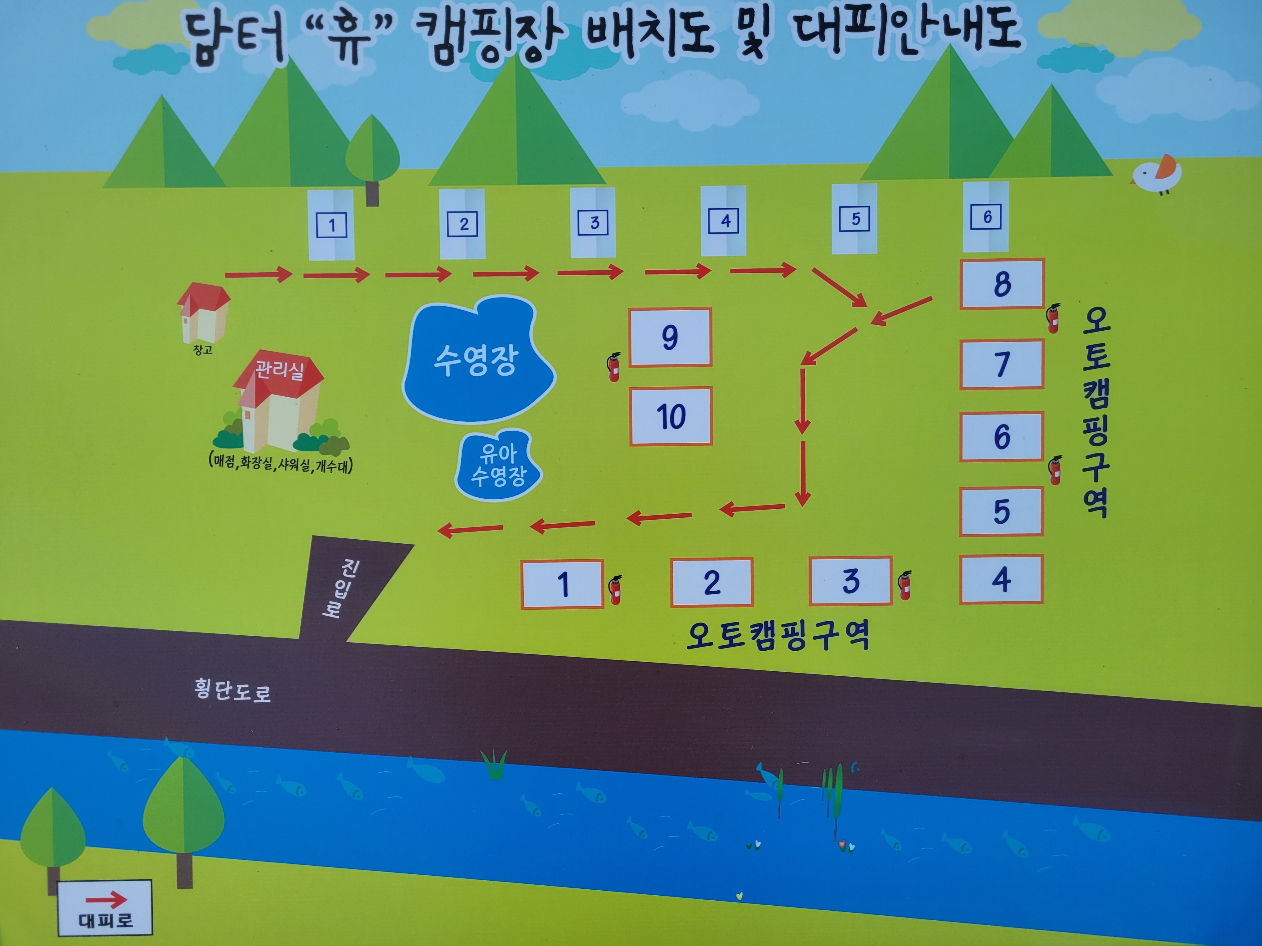 안전 및 시설배치도입니다