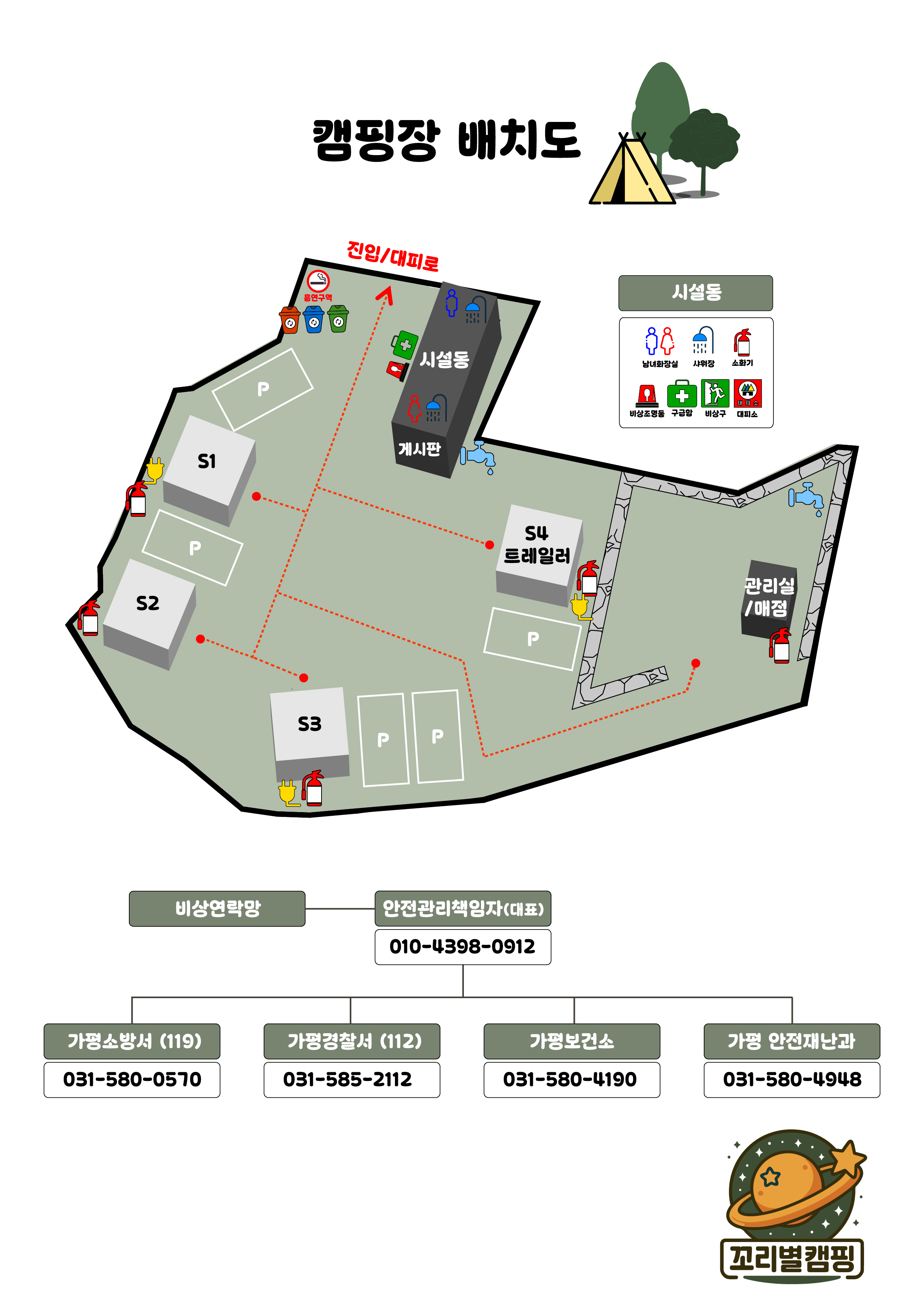 안전 및 시설배치도입니다