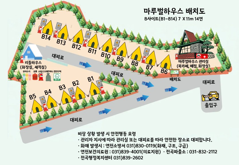 안전 및 시설배치도입니다