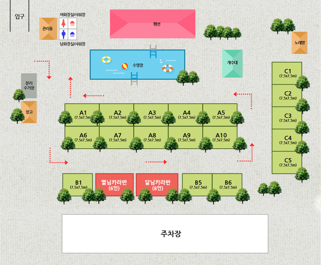 안전 및 시설배치도입니다