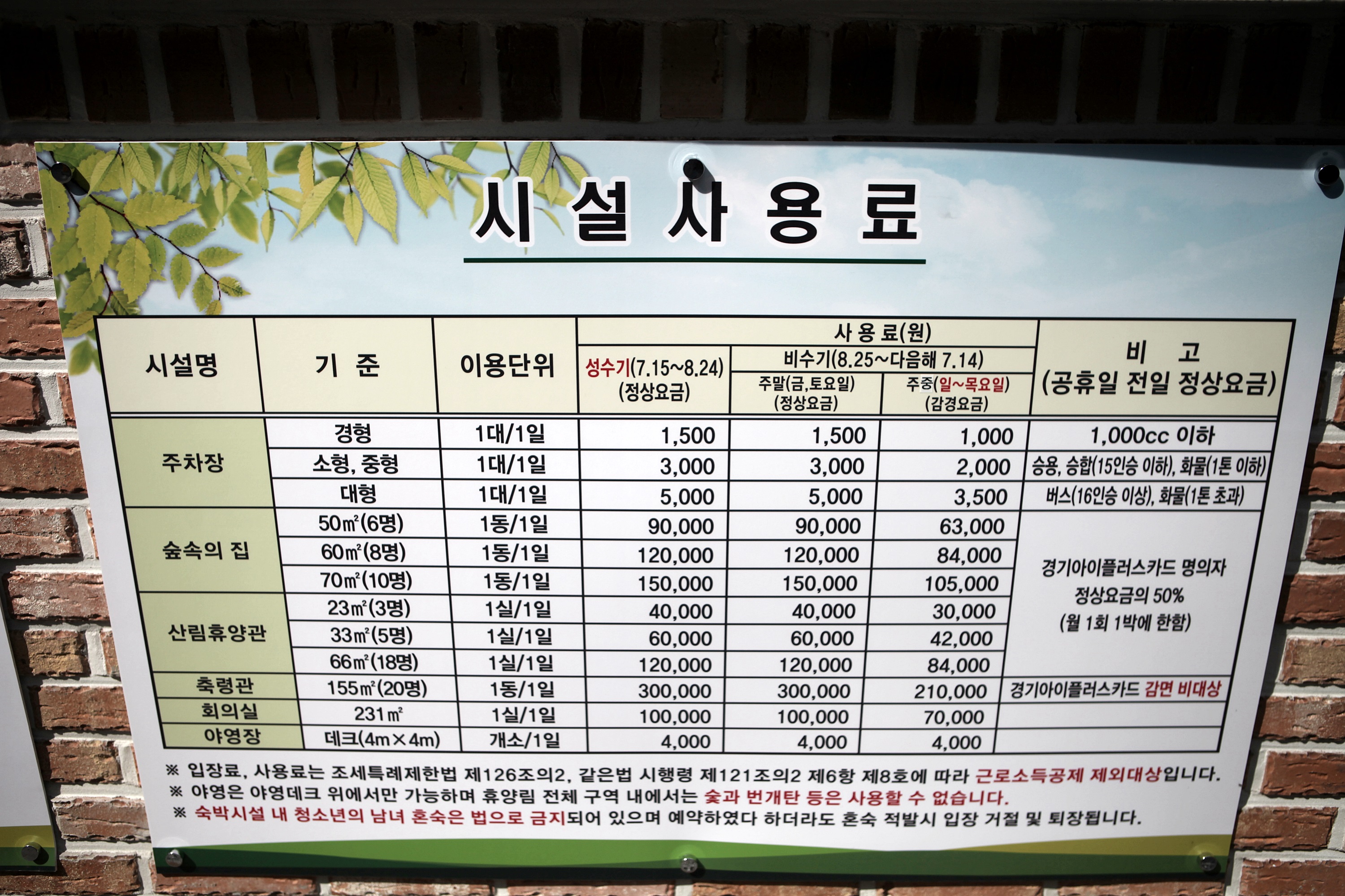 축령산자연휴양림 야영장