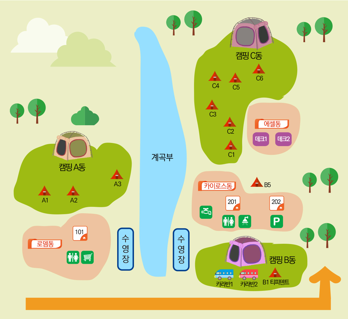 안전 및 시설배치도입니다