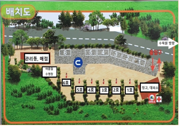 안전 및 시설배치도입니다