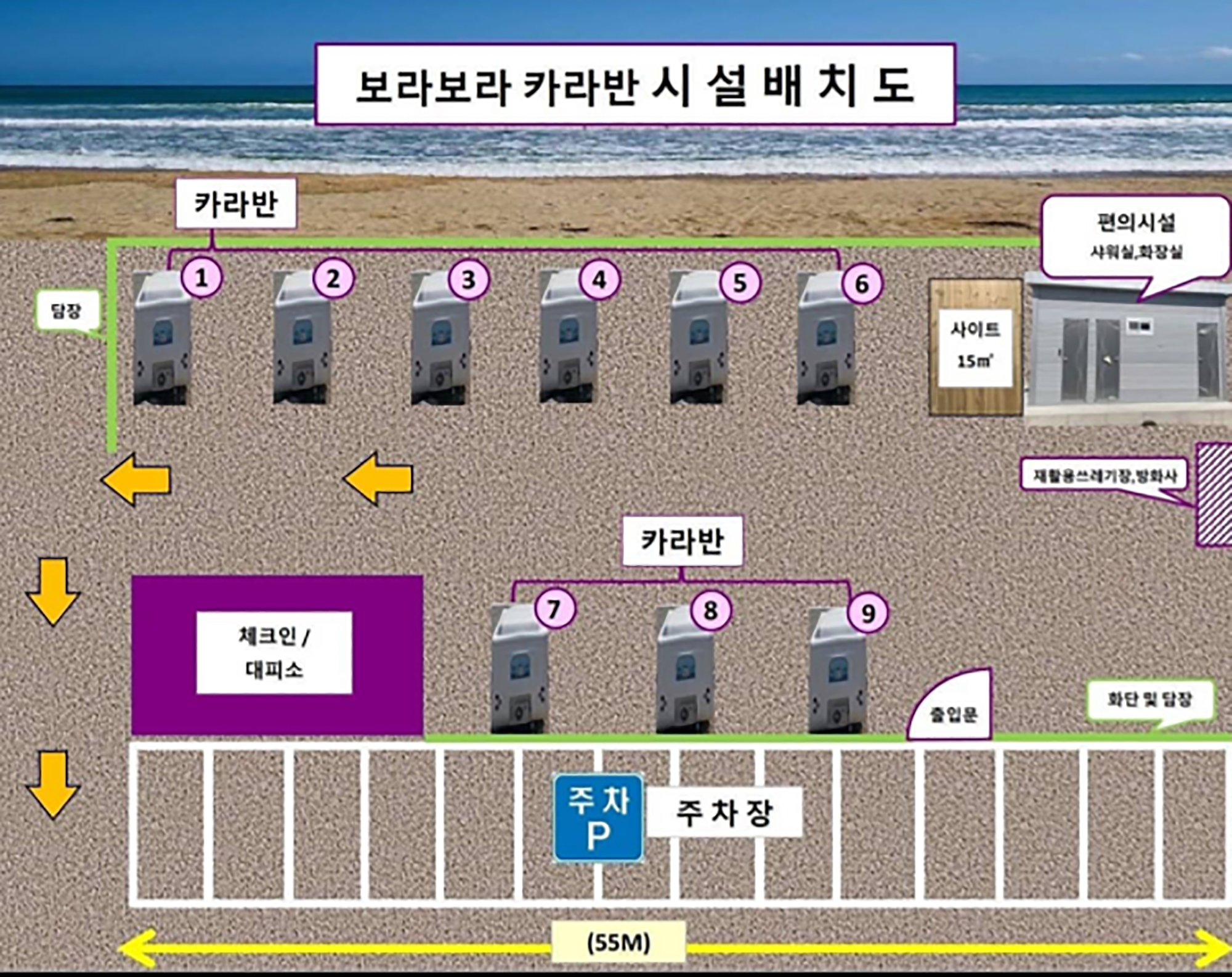 안전 및 시설배치도입니다